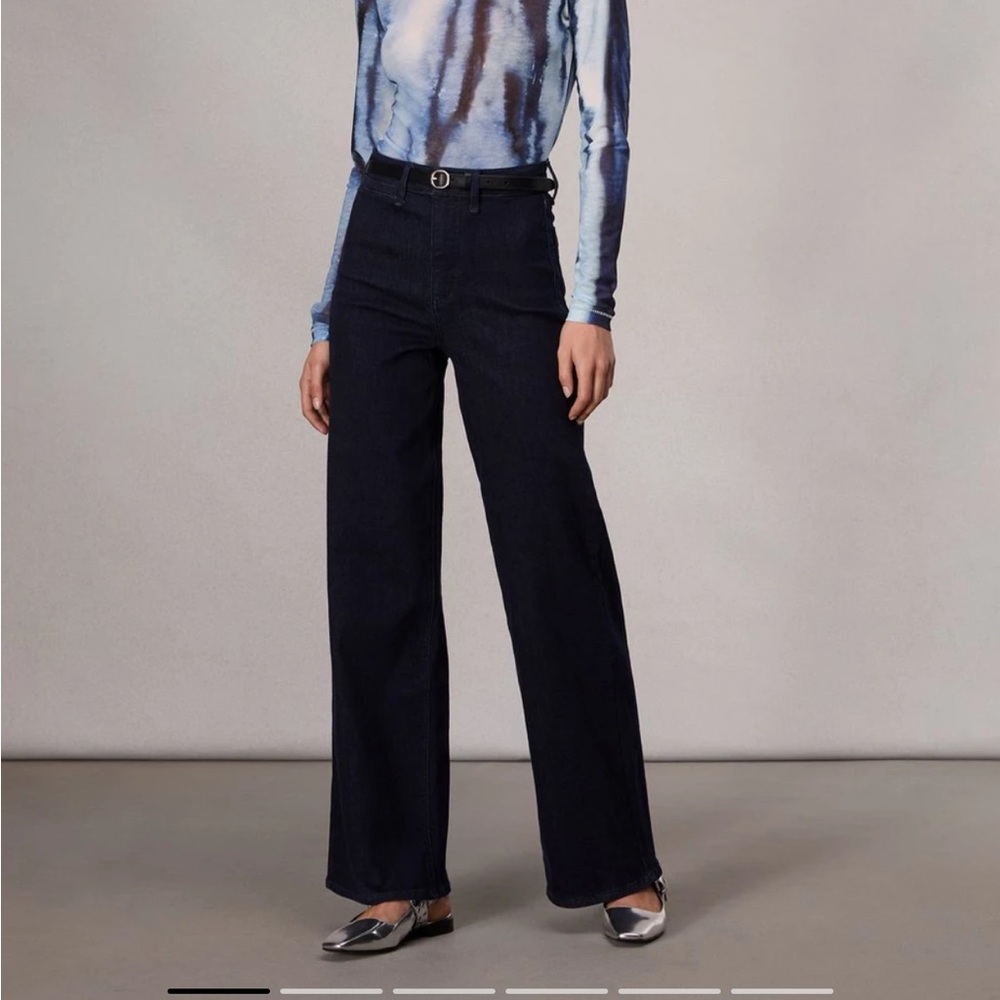Rag & Bone Flare Wide Leg Jeans in Rinse (Navy)
